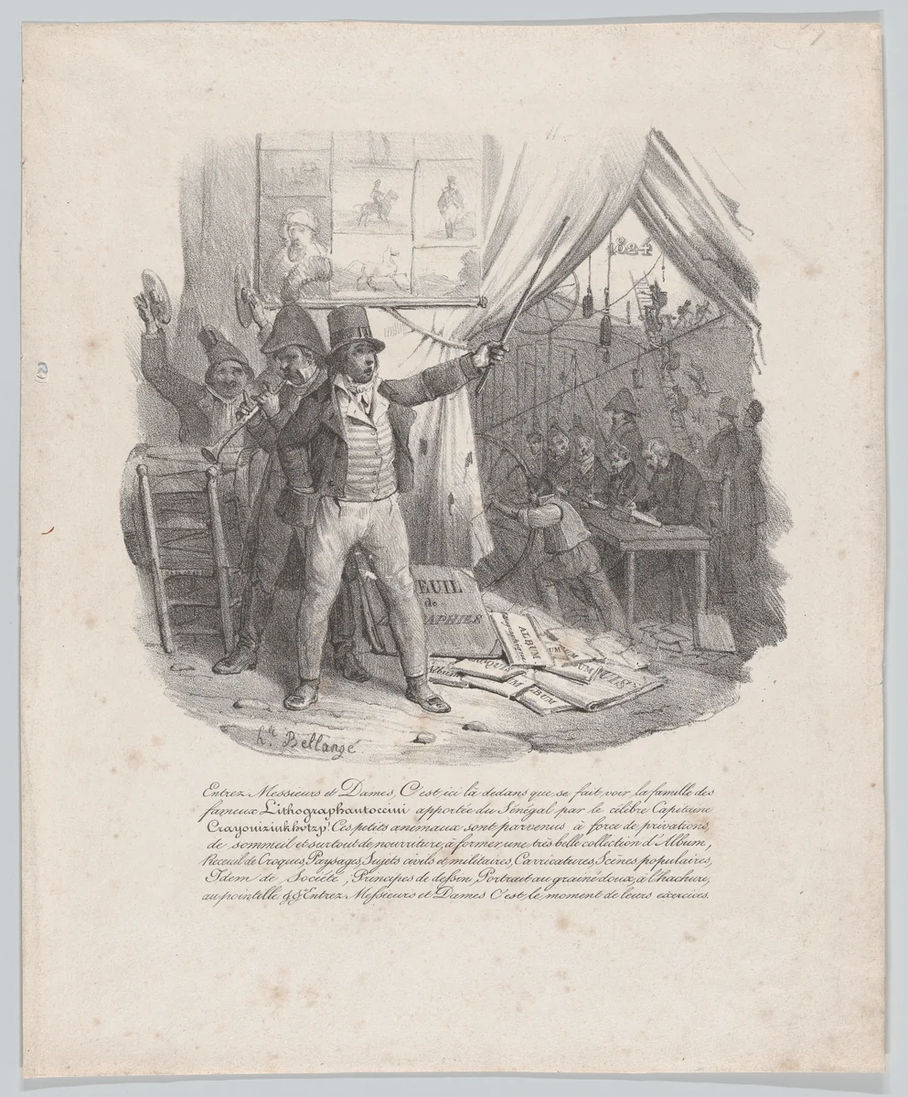 The Family of the Lithographautoccini by Hippolyte Bellangé, print, 1824