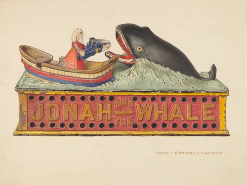 Toy Bank: "Jonah and the Whale" by Rose Campbell-Gerke, index of american design, 1939