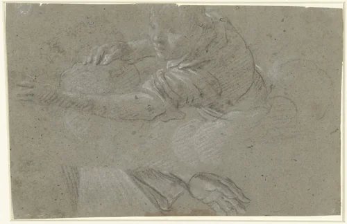 Studie voor een figuur in de wolken en een hand by anonymous, drawing, 1610-1630