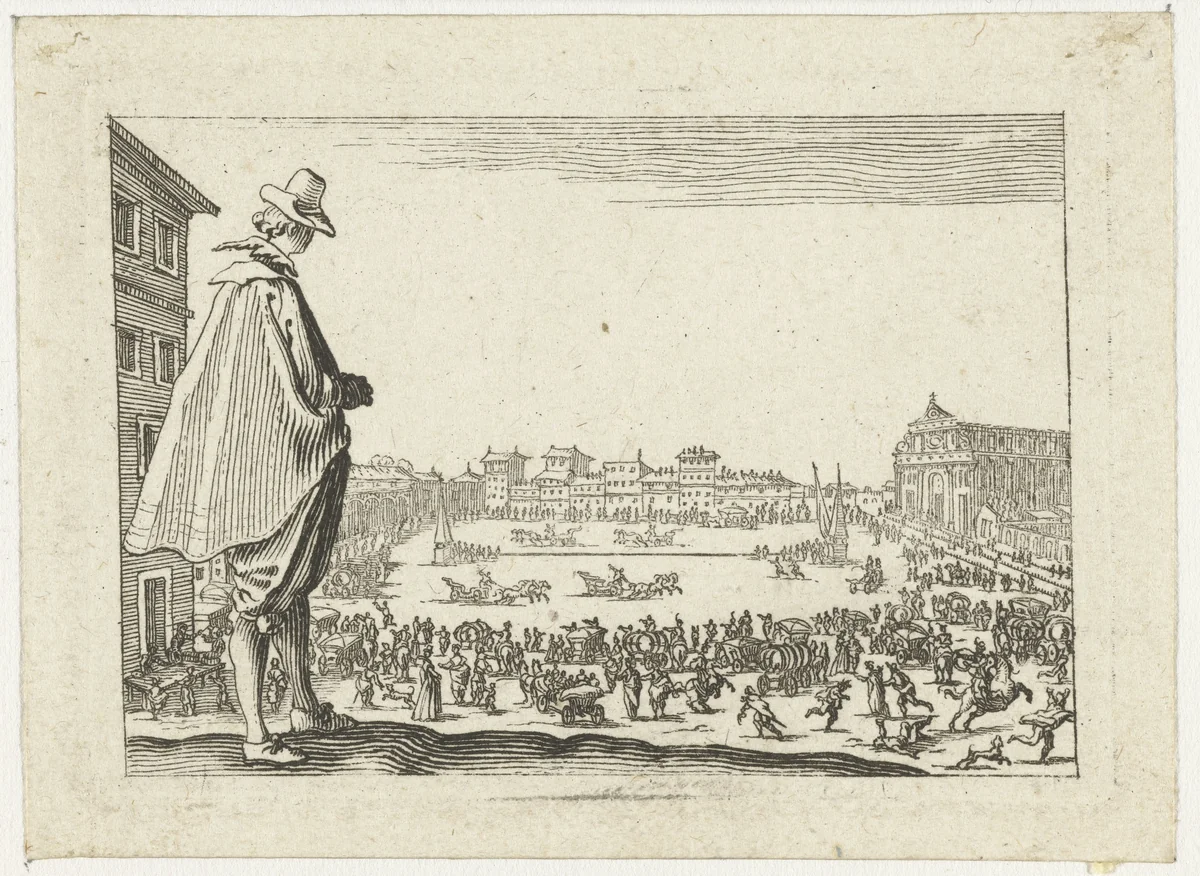 Man met hoed bij de Piazza Santa Maria Novella te Florence by anonymous, print, 1621-1699