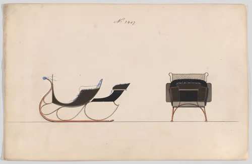 Design for Rumble Sleigh, no. 3407 by Brewster & Co., drawing, 1878