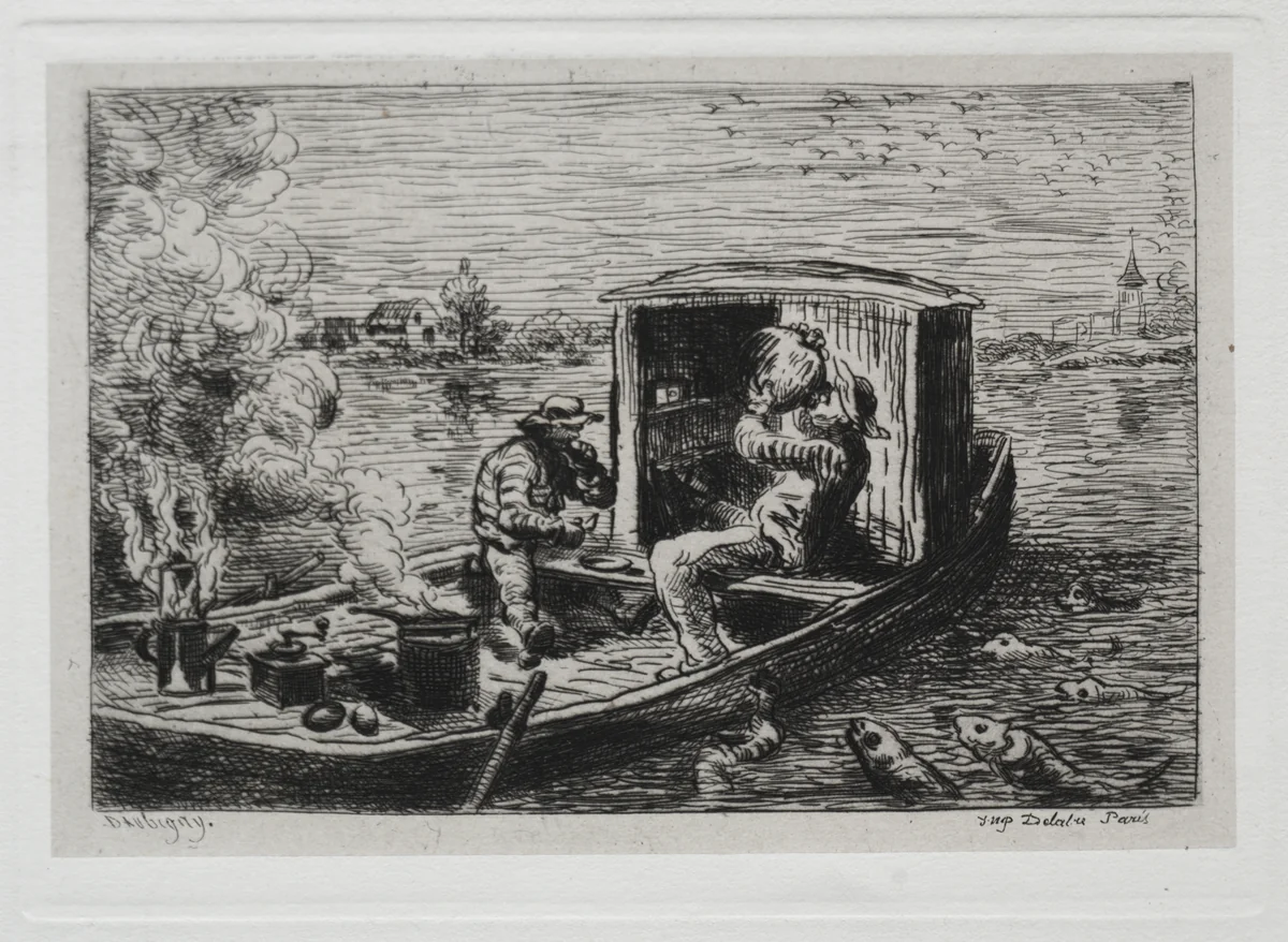 The Boat Trip: Guzzling or Lunch on the Boat by Charles-François Daubigny, other, 1861
