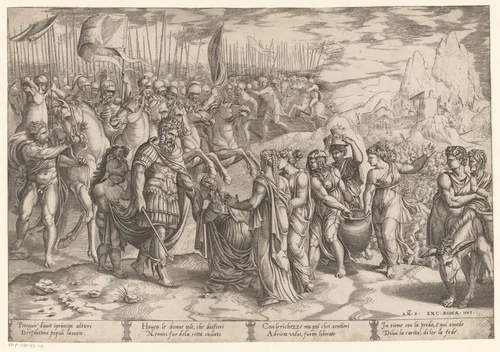Het aanbod van Abigaïl by anonymous, print, 1543