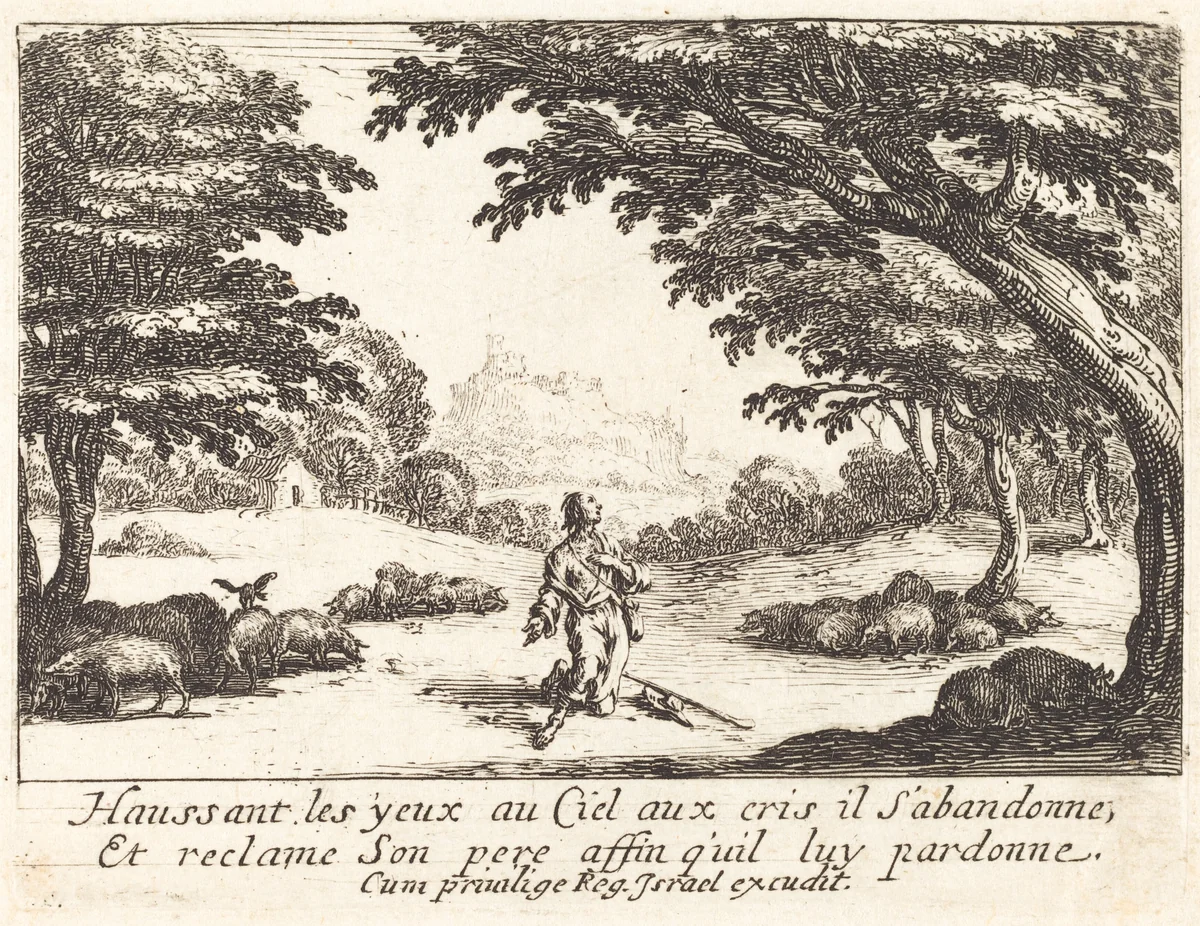 Praying for Divine Help by Jacques Callot, print, 1635