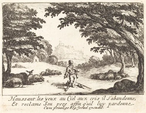 Praying for Divine Help by Jacques Callot, print, 1635