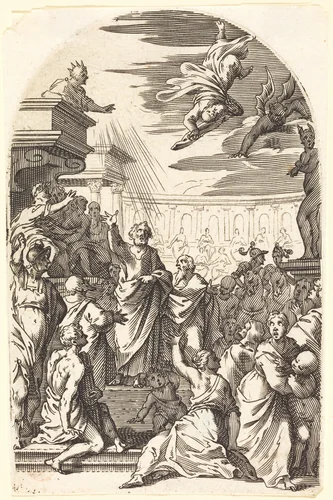 Fall of Simon the Magician by Jacques Callot, print, 1608-1611