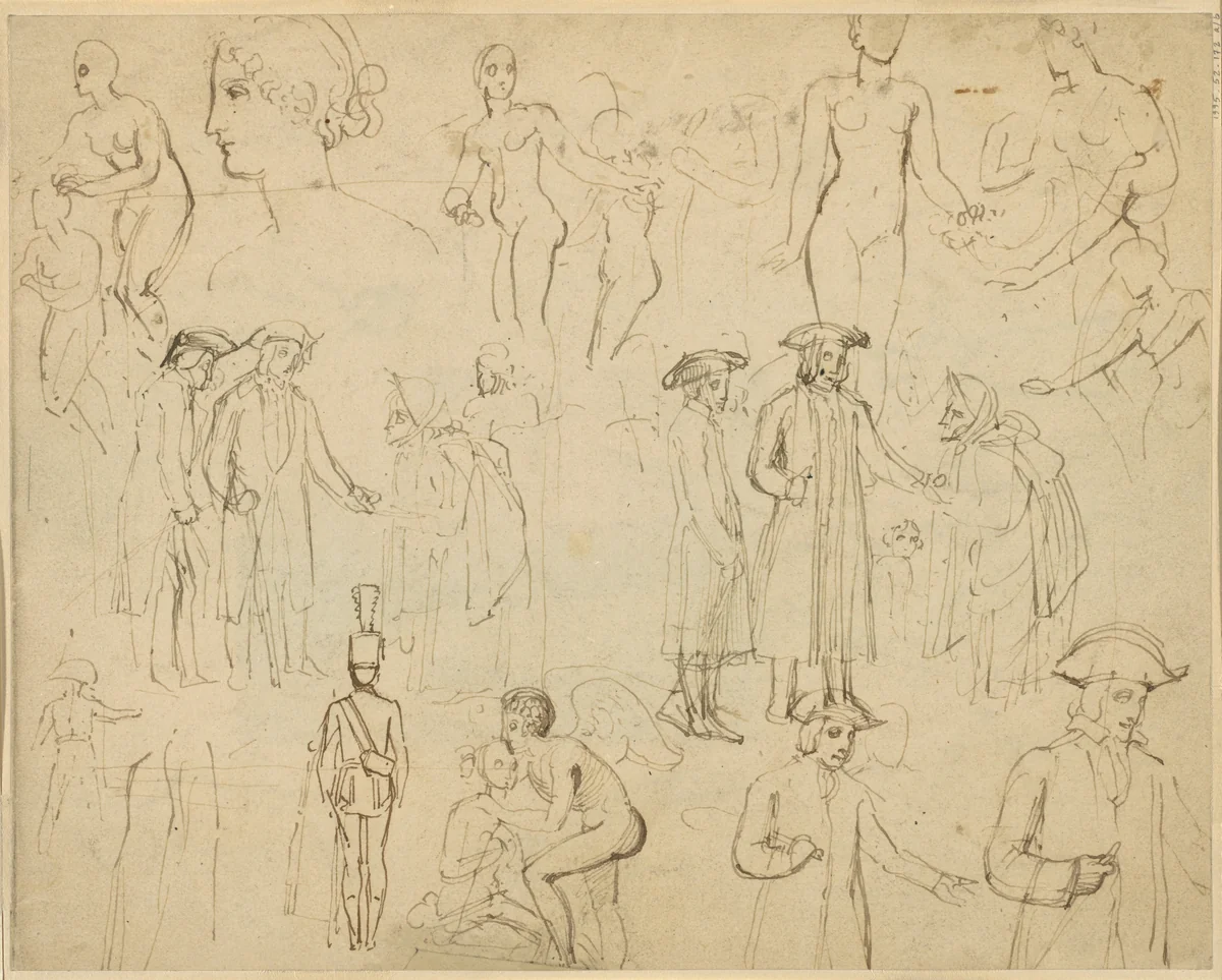 Roger de Coverley and the Gypsies [verso] by Thomas Stothard, drawing, 1798-1808