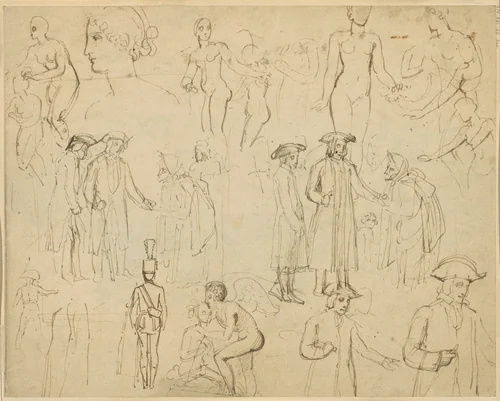 Roger de Coverley and the Gypsies [verso] by Thomas Stothard, drawing, 1798-1808