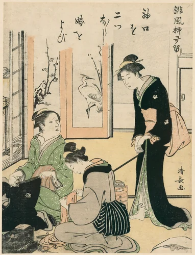 Mother-in-Law Teasing the Bride, from the series "A Collection of Humorous Poems (Haifu yanagidaru)" by Torii Kiyonaga (鳥居清長), print, 1780-1790