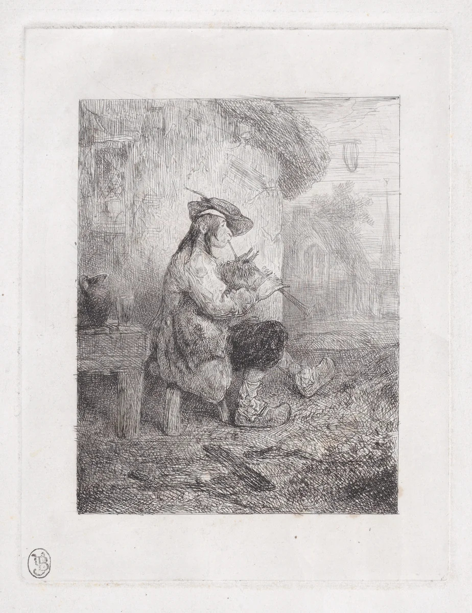 The Bagpiper by Alexandre-Gabriel Decamps, print, 1833-1838