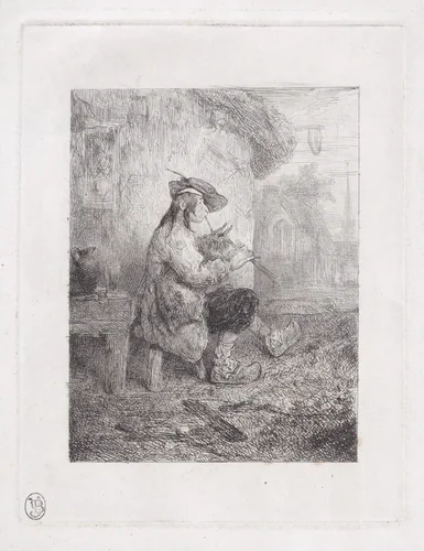 The Bagpiper by Alexandre-Gabriel Decamps, print, 1833-1838