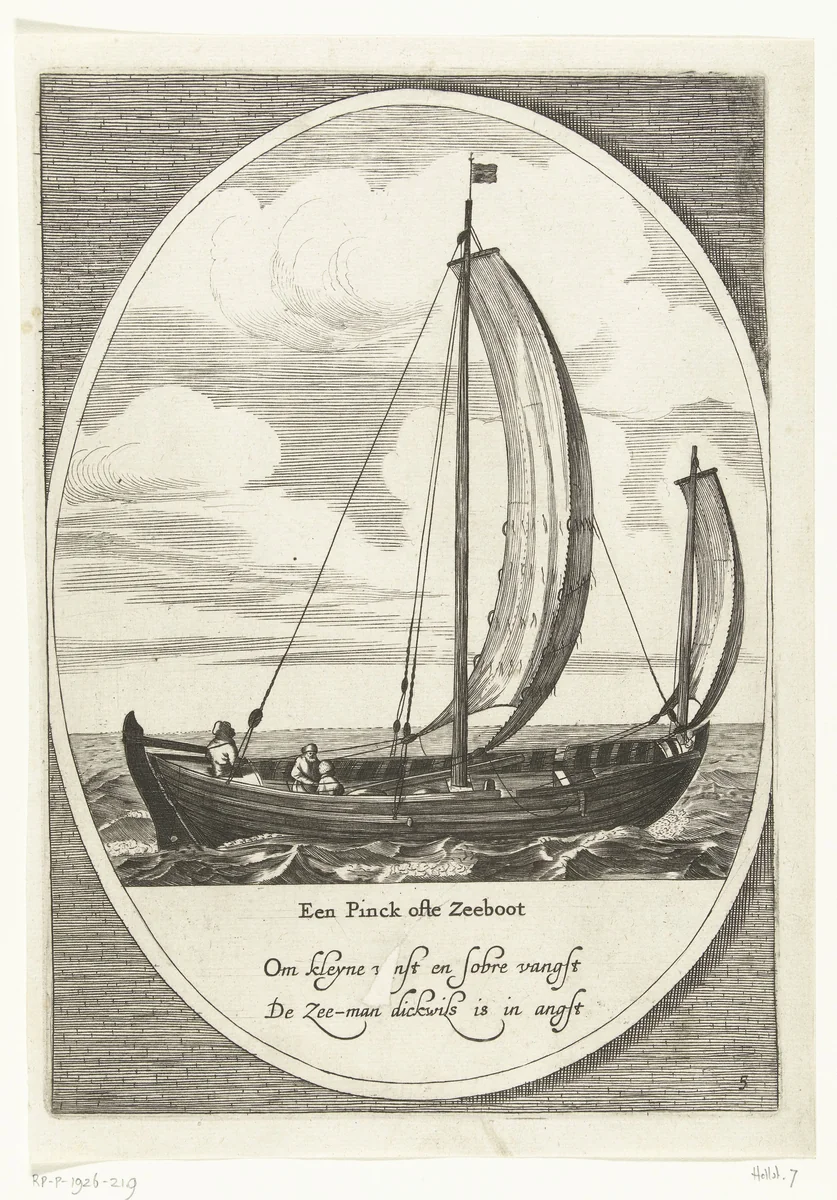 Een pink, 1642 by Dirk Eversen Lons, print, 1642