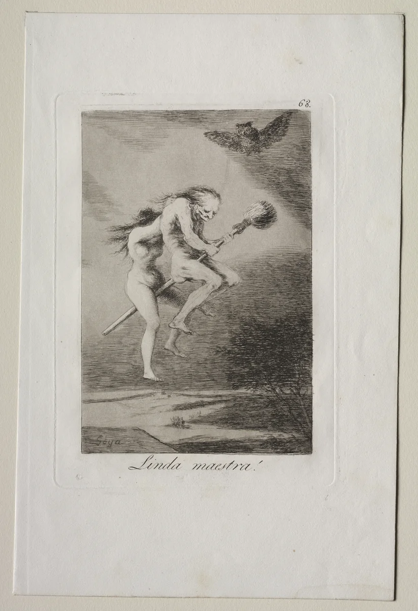 Pretty Teacher!, Plate 68 by Francisco de Goya, print, 1799