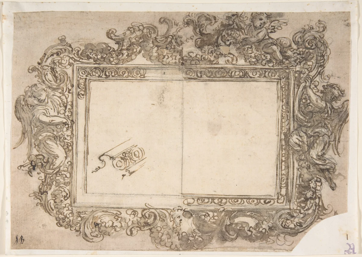 Design for a Carved or Openworked Frame with a Variant by Giovanni Battista Foggini, drawing, 1652-1725