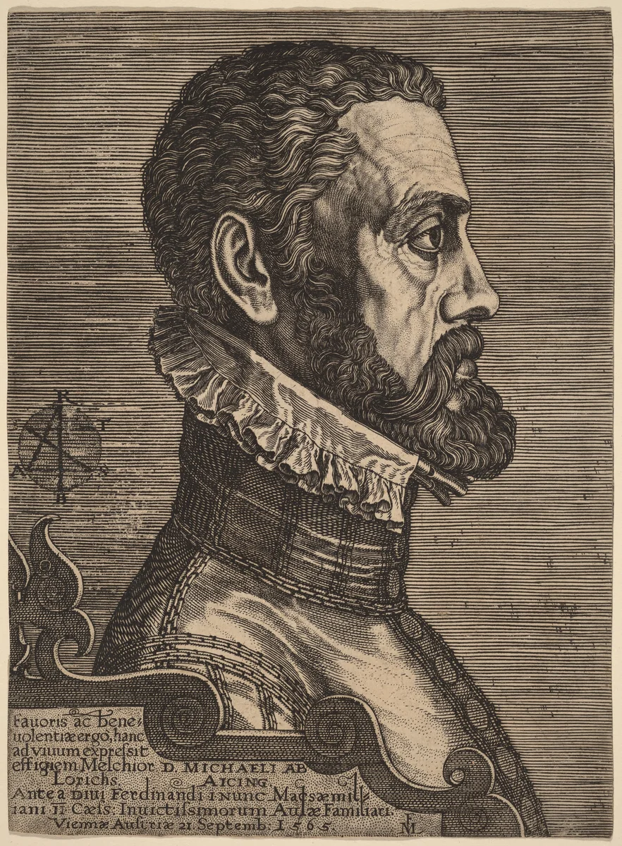 Michael d'Aicing by Melchior Lorch, print, 1565