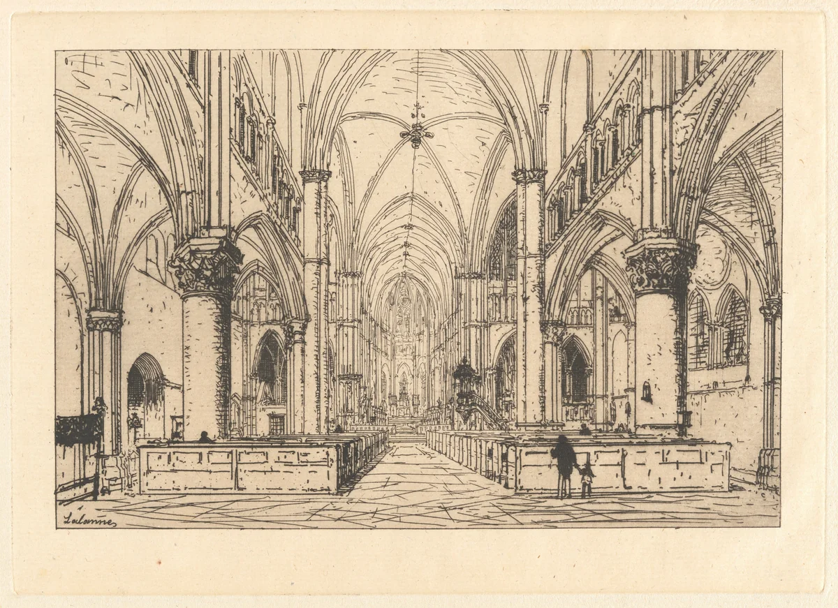Church Interior by Maxime Lalanne, print, 1880-1890