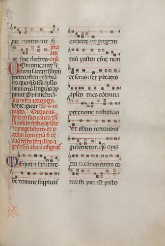 Missale: Fol. 181: Music for various ordinary prayers by Bartolommeo Caporali, book, 1469
