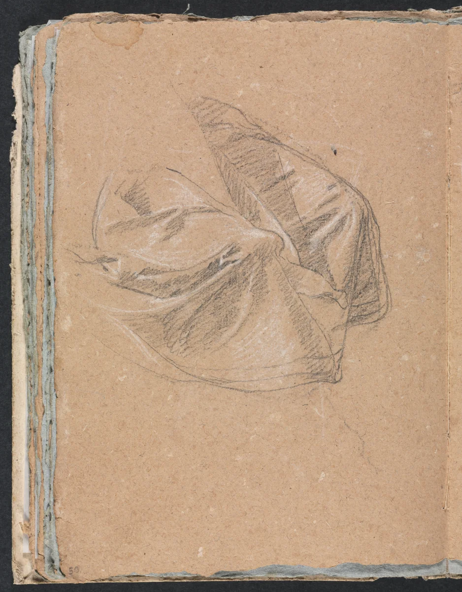 Verona Sketchbook: Drapery study (page 50) by Francesco Lorenzi, book, 1760