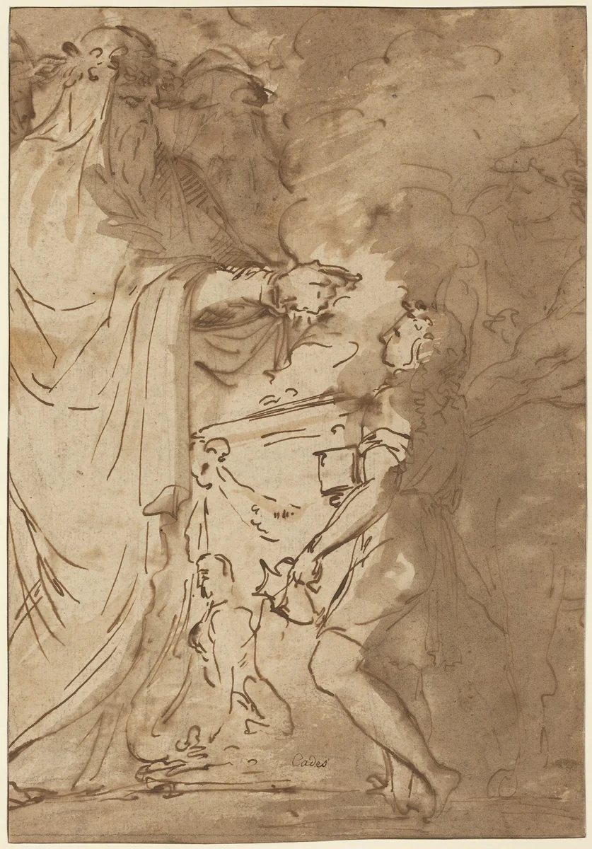 Sacrifice [recto] by Giuseppe Cades, drawing, 1750-1799