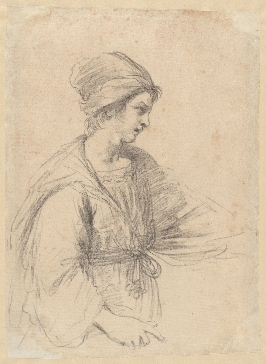 Young Man in a Soft Cap by Guercino, drawing, 1630-1640