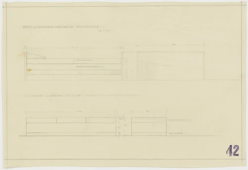 Tugendhat House, Brno, Czech Republic, Sofa and bed in lady's room. Elevations. by Ludwig Mies van der Rohe, mies van der rohe archive, 1928