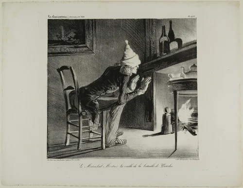 General Mortier, the evening before the battle of Waterloo, plate 456 by Honoré-Victorin Daumier, print, 1835