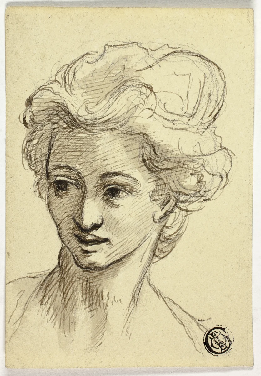 Head of Woman, Turning Left by Angelica Kauffmann, drawing, 1690-1809