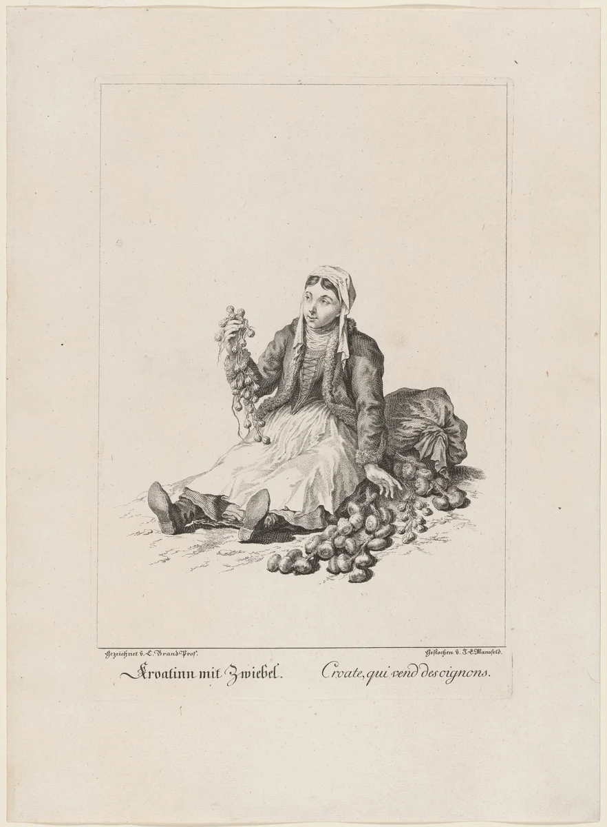 Kroatinn mit Zweibel (Onion Seller) by Johann Georg Mansfeld
Johann Christian Brand, print, 1775
