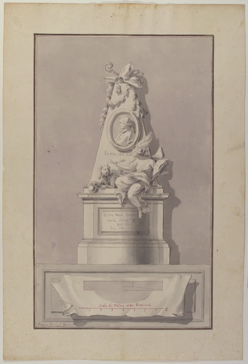 Design for a Tomb by Pietro Bracci, drawing, 1700-1773