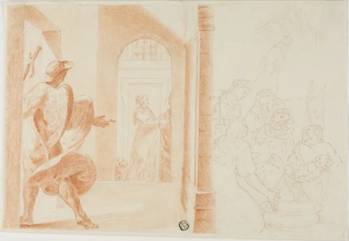 Nativity Scene by Unknown Artist, drawing, 1600-1699