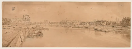 A Selection of Twenty of the Most Picturesque Views in Paris: View of the Tuilleries and Bridge and taken from Pont de la Concorde by Thomas Girtin, print, 1802