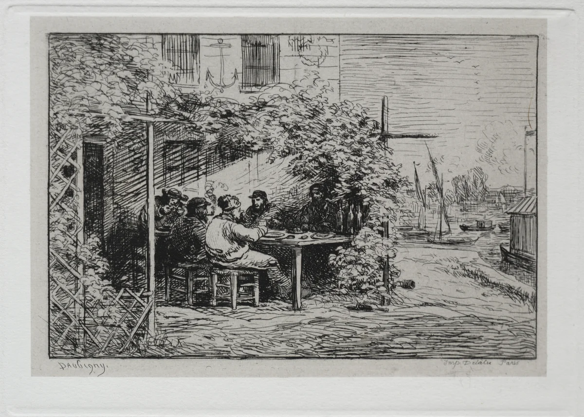 The Boat Trip: The Lunch before Going Aboard at Asnières by Charles-François Daubigny, other, 1861