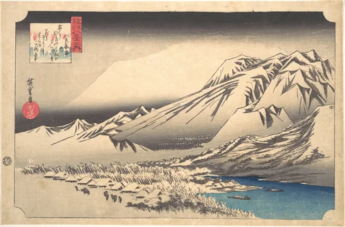 Evening Snow on Mount Hira by Utagawa Hiroshige (歌川広重), print, 1797-1858