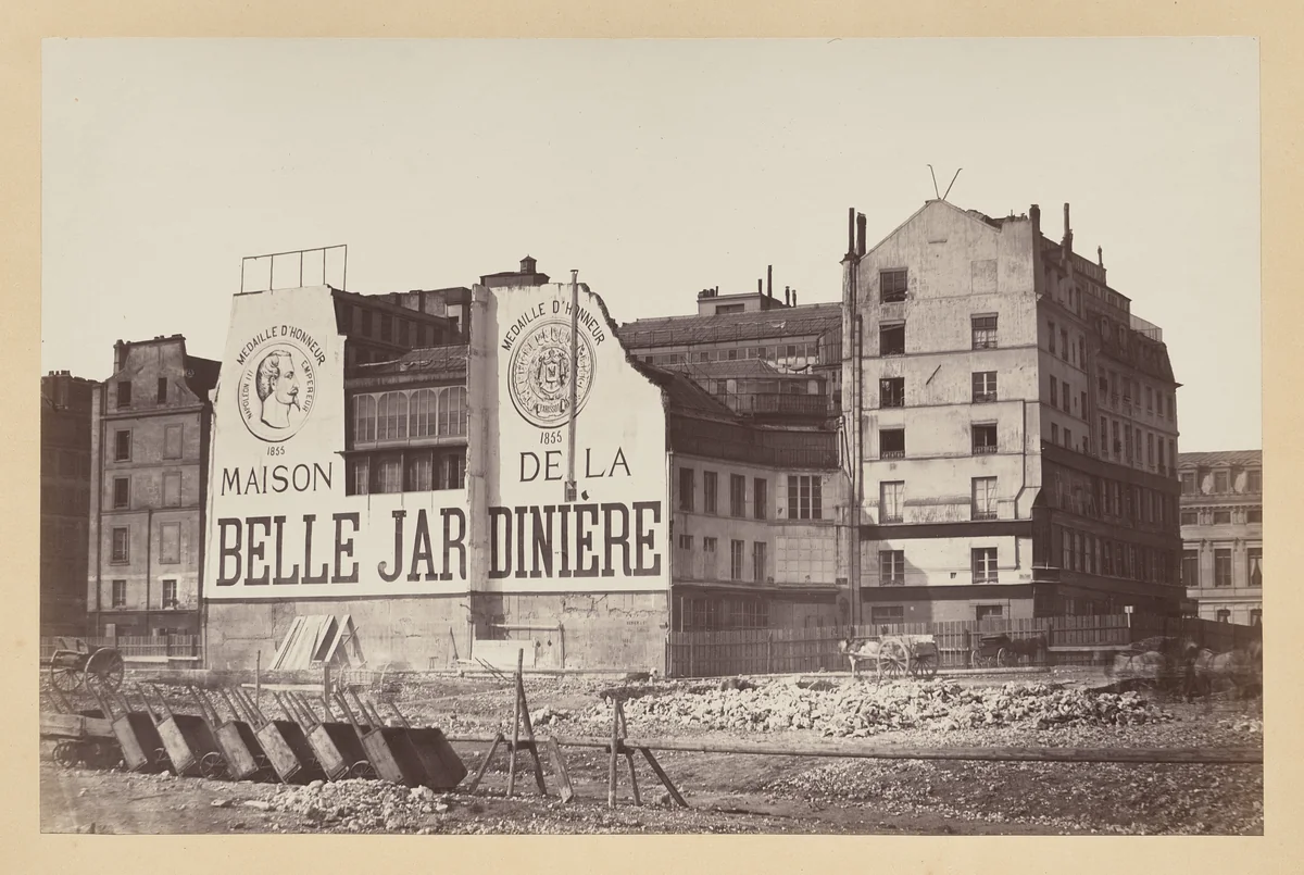 La Belle Jardinère: le magasin de la rue de la Cité pendant sa demolition, Paris by Charles Marville, photograph, 1864-1866