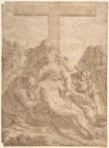 Descent from the Cross by Pasquale Ottino, drawing, 1615-1616