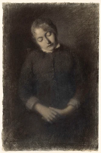 Portrait of the Artist's Wife Asleep (Marie Guilloux) by Albert-Charles Lebourg, drawing, 1875-1885