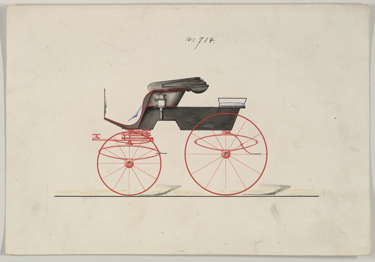 Design for Stanhope Phaeton, no. 714 by Brewster & Co., drawing, 1850-1874