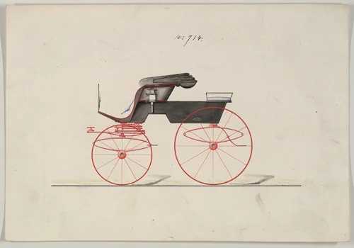Design for Stanhope Phaeton, no. 714 by Brewster & Co., drawing, 1850-1874