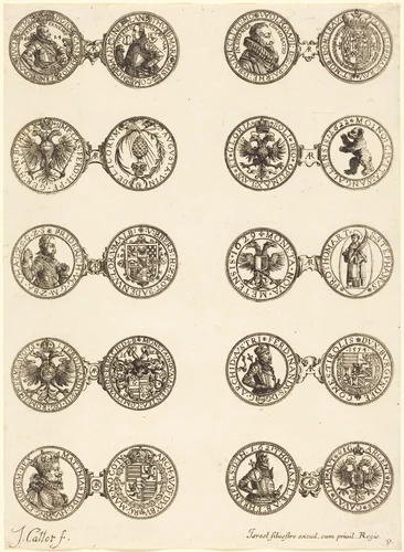 Coins [plate 9] by Jacques Callot, print, 1624-1634