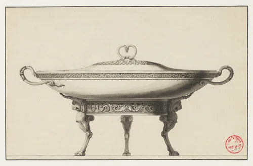 Design for a Covered Footed Serving Dish by Henri Auguste, drawing, 1770-1816