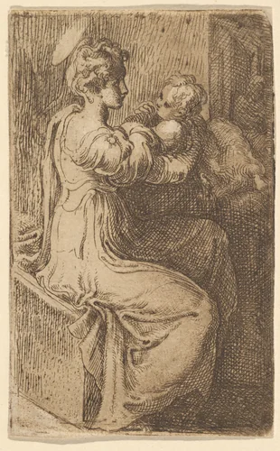 Virgin and Child by Parmigianino, print, 1522-1532