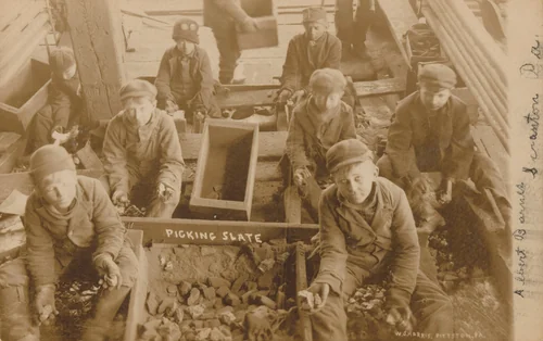 Albert Barnes, "Picking Slate" by William J. Harris, photograph, 1890-1899
