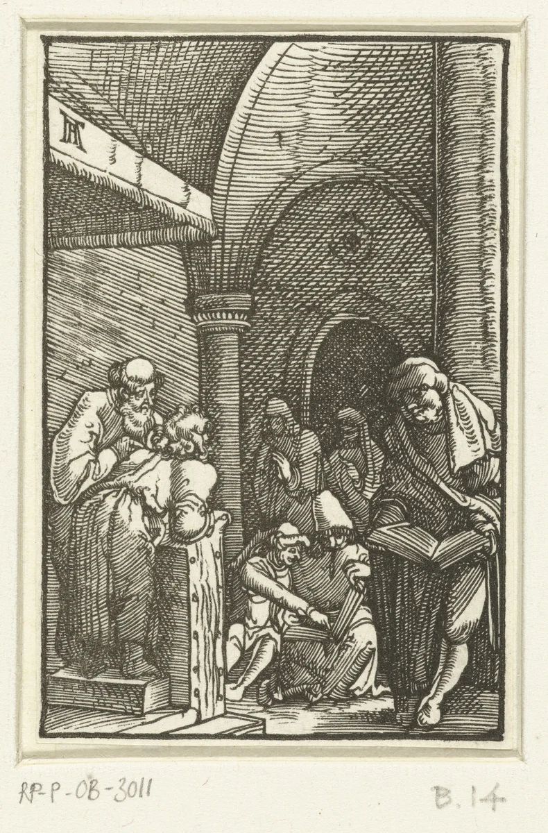 Christus tussen de schriftgeleerden by Unknown, print, 1506-1538