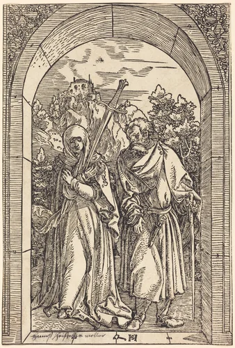 Mater Dolorosa and Saint Joseph by Hans Leonard Schäufelein, print, 1480-1540