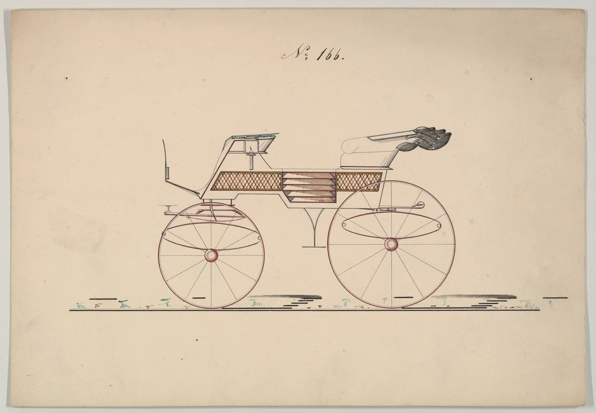 Design for Phaeton, no. 166 by Brewster & Co., drawing, 1850-1874