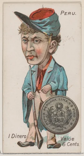 Peru, 1 Dinero, from the series Coins of All Nations (N72, variation 1) for Duke brand cigarettes by W. Duke, Sons & Co., print, 1889