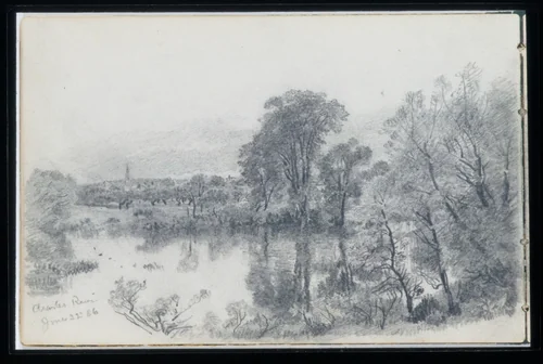 Charles River, Cambridge, Massachusetts (from Sketchbook of New England and Pennsylvania Landscape and Marine Subjects) by William Trost Richards, artwork, 1886