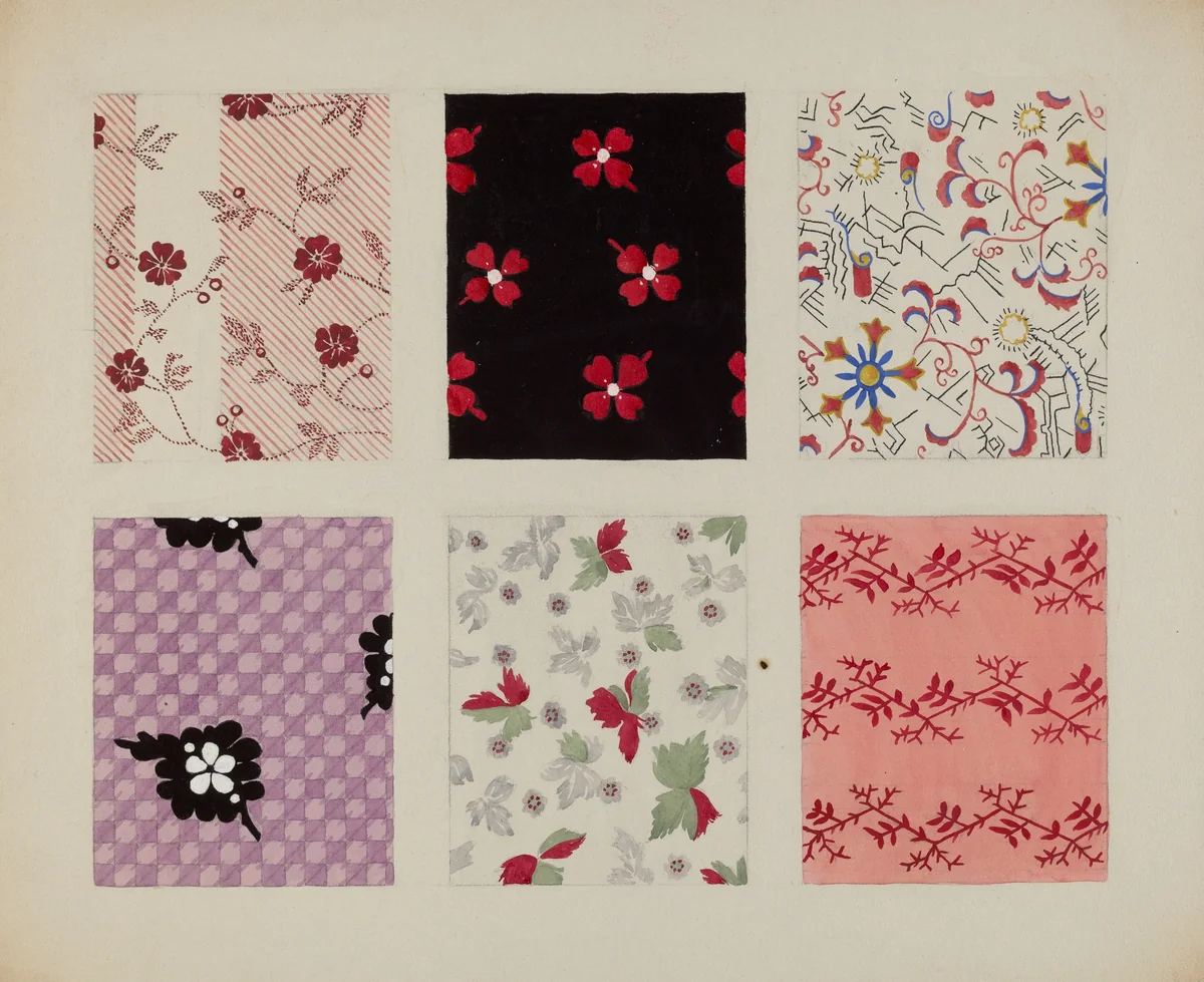 Materials from Quilt by Dorothy Posten, index of american design, 1937