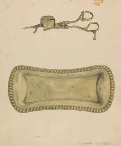 Candle Snuffer and Tray by Eleanor Gausser, index of american design, 1937