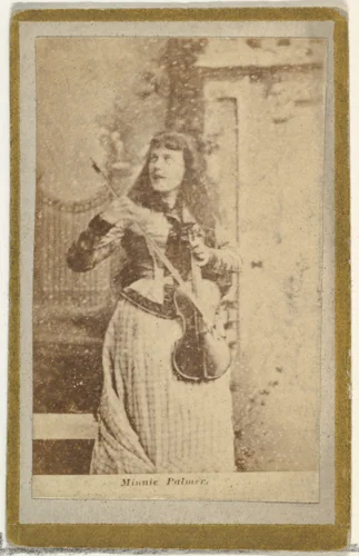 Minnie Palmer, from the Actresses and Celebrities series (N60, Type 2) promoting Little Beauties Cigarettes for Allen & Ginter brand tobacco products by Allen & Ginter, photograph, 1887